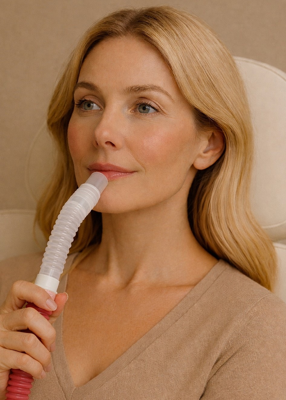 Portrait of a woman with dark hair and makeup