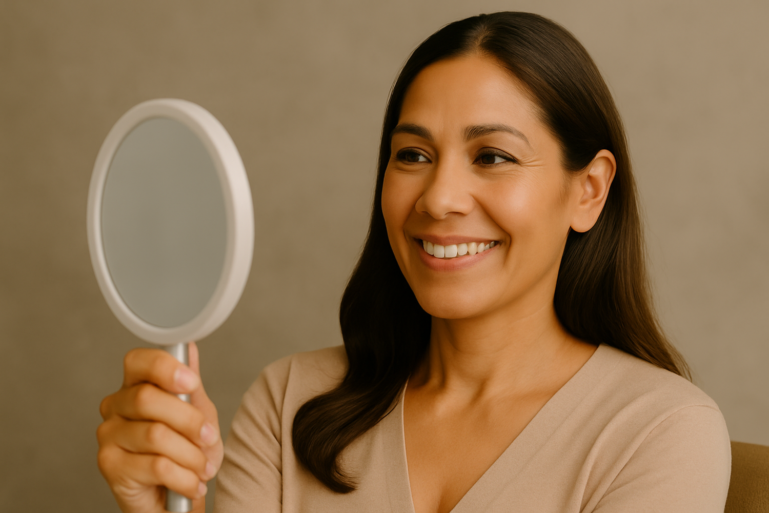 Smiling woman in a professional setting.