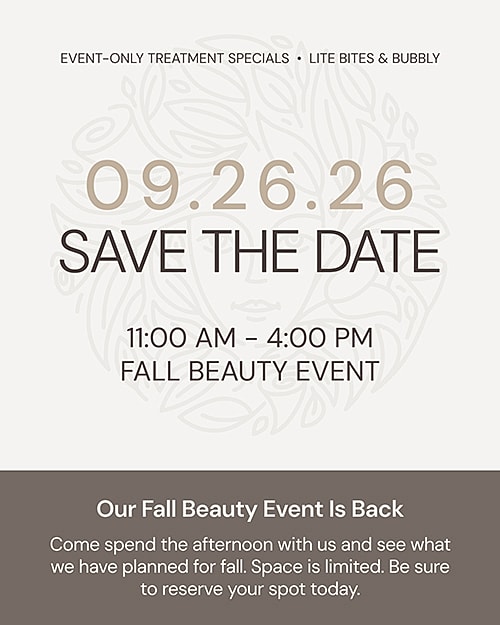 Fall beauty event save the date announcement.