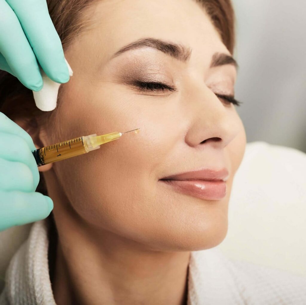 Woman taking PRP injections